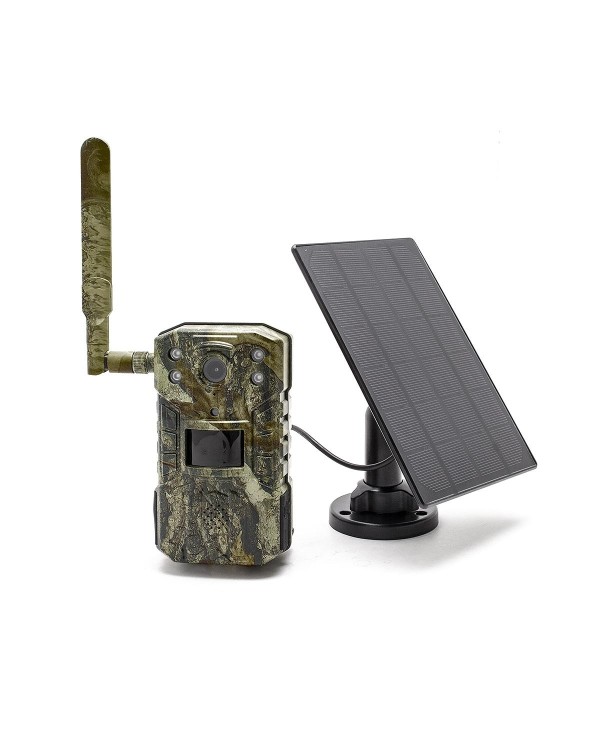 Caméra solaire de chasse 4G vidéo UHD 2K et photo 14 Mpx vision nocturne longue autonomie audio vidéo en direct détection de mou