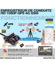 Enregistreur de conduite double caméra HD 1080P avec enregistreur GPS et transmission 3G GSM sur smartphone & PC
