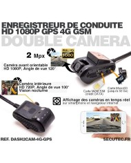 Enregistreur de conduite double caméra HD 1080P avec enregistreur GPS et transmission 3G GSM sur smartphone & PC