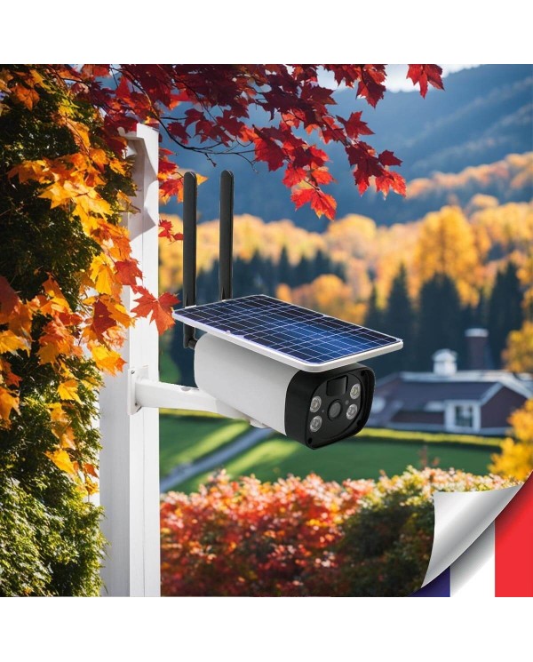 Caméra solaire IP GSM 4G UHD 4MP 2K 128Go inclus waterproof Infrarouge accès à distance via iPhone Android