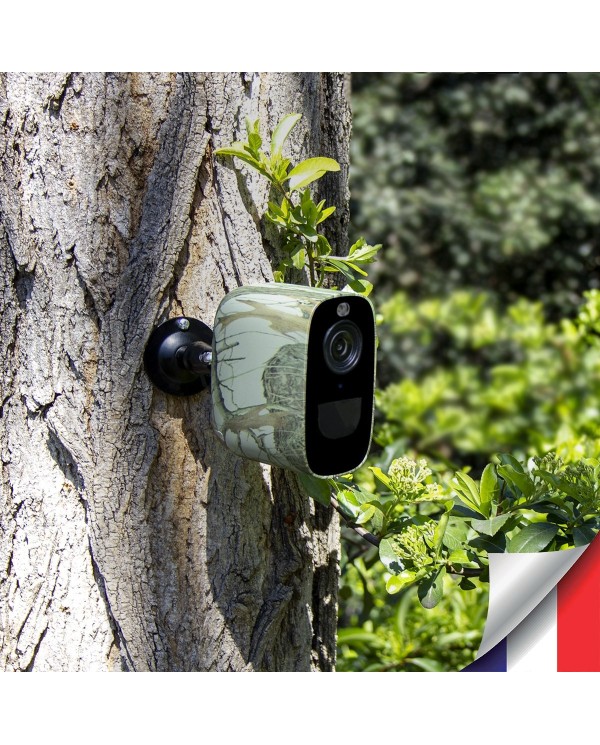 Caméra WiFi camouflage 2K infrarouge invisible batterie très longue autonomie détection de mouvement et humaine 128Go