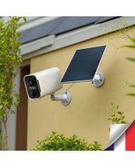 Camera blanche WiFi solaire UHD 2K infrarouge invisible ultra longue autonomie detection de mouvement et humaine 128Go