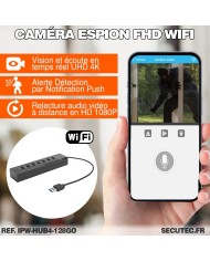 Hub multiprise USB caméra cachée IP WiFi détection de mouvement écoute à distance carte mémoire 128Go incluse