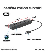 Hub multiprise USB caméra cachée IP WiFi détection de mouvement écoute à distance carte mémoire 128Go incluse